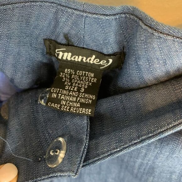 Mandee Solid Navy Blue Cotton Blend Stretchy Capri Bermuda Shorts Size 3 - Picture 5 of 8